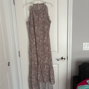 Elegant Brown Floral Maxi Dress